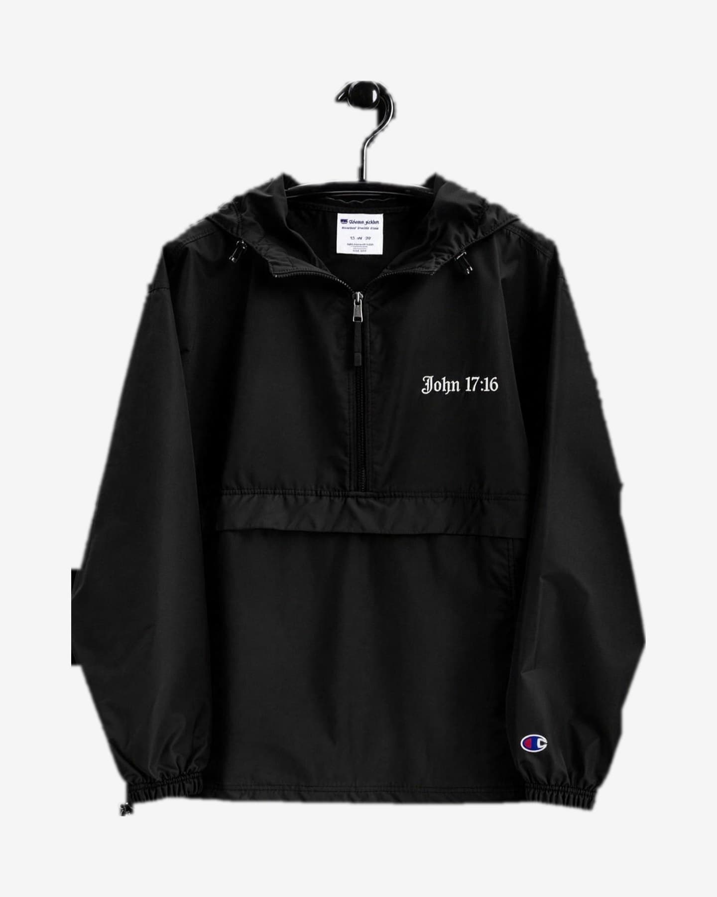 Anorak John 17:16 in Schwarz, Vorderseite